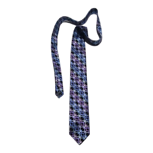 Robert Talbott Mens Extra Long Fine Silk Best Of Class Black Geometric Tie EUC - Picture 2 of 3